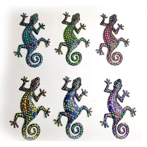 1/6PCS 3D Metal Gecko Ornament Wall Pendant Art Decoration Garden Ornament Colorful Sculpture Artwork Living Room Decor