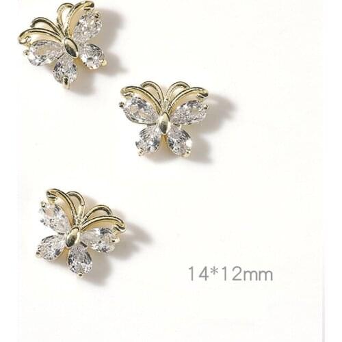 10pcs/lot luxury butterfly alloy zircon crystals rhinestones nail jewelry nail art decorations nails accessories charms supplies