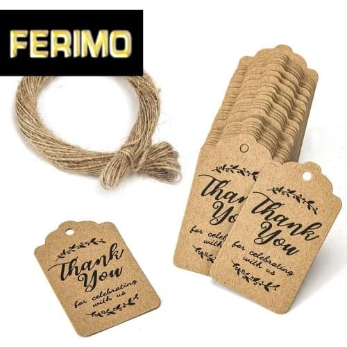 100pcs thank you paper tags for Celebrating with Us 3*5cm wedding decoration gift tags Packaging Hang Tags stationery labels