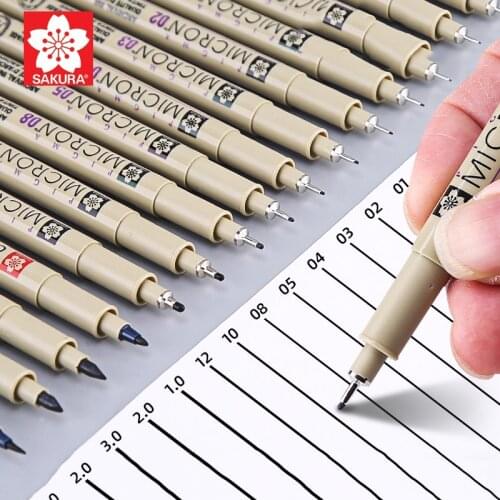 12pcs Japan Stationery SAKURA Black Porous-Point Pens Waterproof Hook Line Pen Fine Point Markers Fine Tip Drawing Pens