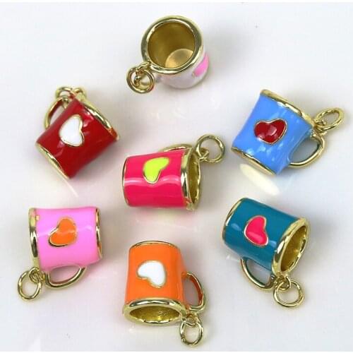 20 Pcs Enamel Little cup Pendant charms Mix color Jewelry Charms Fashion Jewelry pendants for necklace making 8523