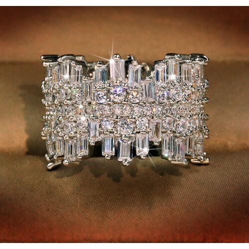 2021 New Luxury Irregular 925 Sterling Silver Eternity Band Ring for Women Anniversary Gift Jewelry Wholesale R6511