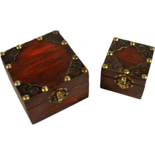 80% Hot Sale 2Pcs Classical Wooden Jewelry Chest Box Treasure Storage Organizer Desk Decor Wooden Storage Box