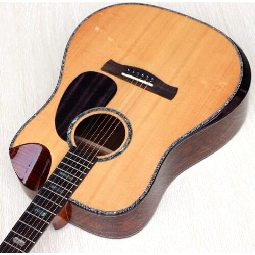 41 Inch Acoustic Guitar with Armrest Natural Color 6 Strings High Gloss Finish Solid Spruce Top Color Butterfly Wood Backside