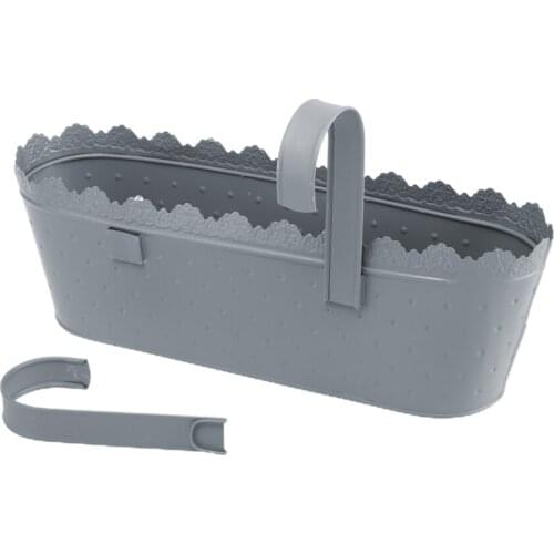 Balcony Garden Home Decoration Railing Fence Bucket Flower Pots Iron 17cm Height Metal Planter Durable Stand 12 PCS Boxes