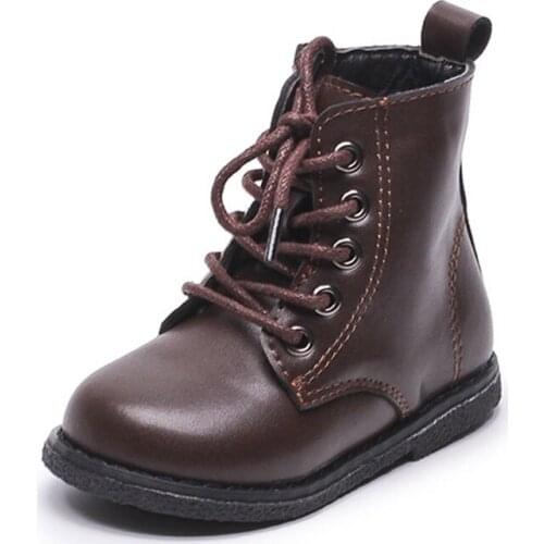 CAPSELLA Kids Girls Fashion Elegant Solid Color Lace-Up Boots Casual Shoes For Children Boys Ankle Boots Size 21-30