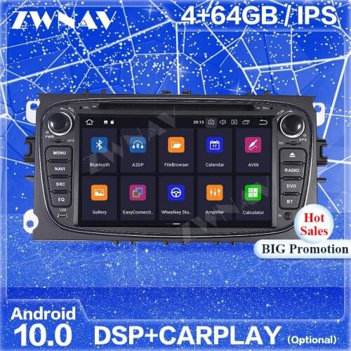 Carplay Android 10 Screen For FORD Focus S-MAX Mondeo C-MAX Galaxy Auto Radio Audio Stereo Multimedia Player GPS Navi Head Unit