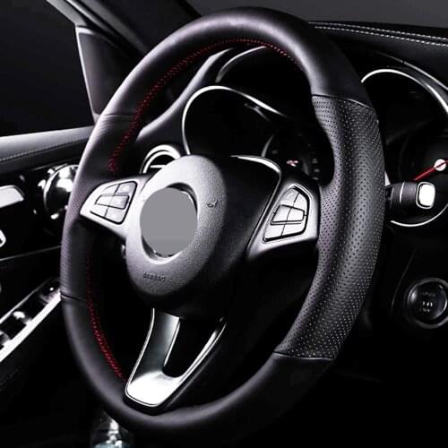 DIY Black Breathable Faux Leather Steering Wheel Cover For Mercedes-Benz GLE GLS S-Class S320L CLS GLC E300L C260L Accessories