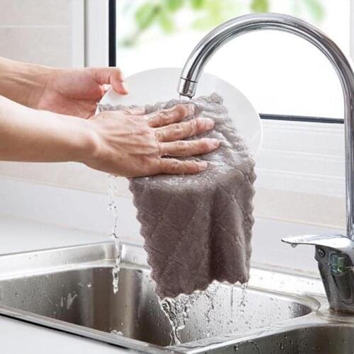 Bsorbent Clean Cloth Cleaning Wiping Rag Dish Towel Towel Supplies Cleaning Home Kitchen Wipe fleece Towels Coral Kitchen S Q7J0
