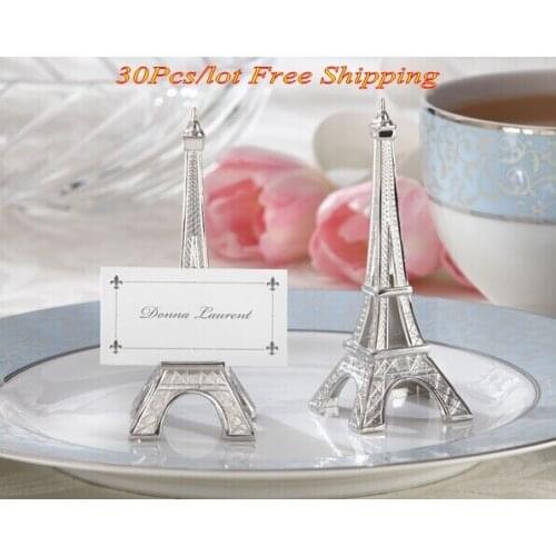 30 Pcs/lot) French Weddng and Party decorations Eiffel Tower Place Card Holder with card For Romantic Wedding guest name holder