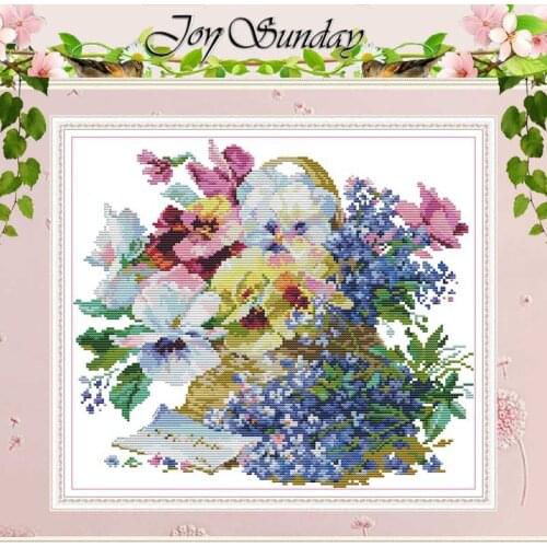 Oil Painting Flowers Patterns Counted 11CT 14CT Cross Stitch Sets DIY Chinese Cross-stitch Kits Embroidery Needlework Home Decor