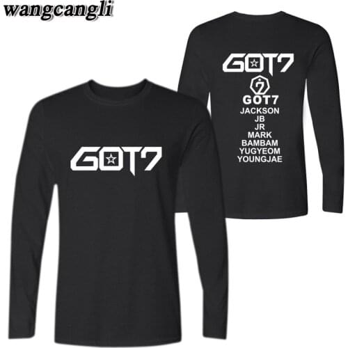 Korean GOT7 Long Sleeve Tshirt T shirt Women Men Fashion Hip Hop T-shirt Women Spring Cotton Plus Size Kpop T shirts Tops