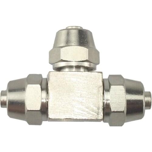 Brass Nickel Plated Air Pneumatic quick Connector Tee 4 6 8 10 12 14 16 mm Tube OD