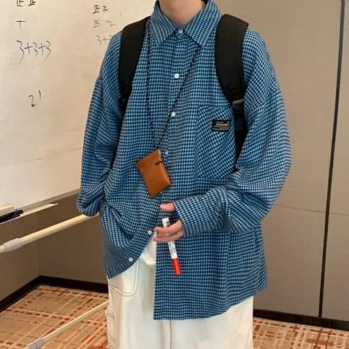 2021 Mens Loose Long Sleeve Lattice Printing Shirts Fashion Camisa Masculina Streetwear Clothes French Cuff Shirts Size M-2XL