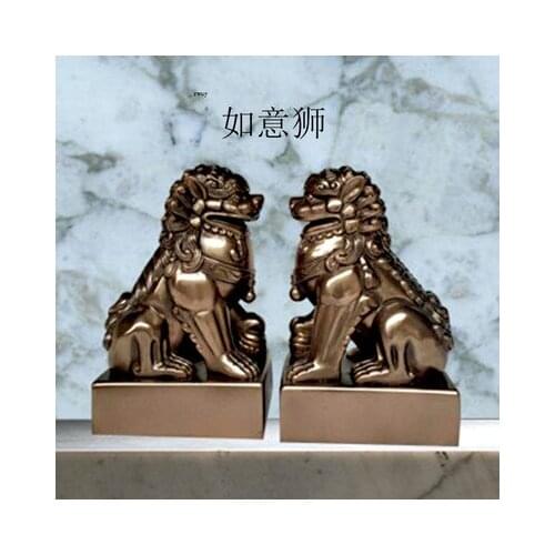1 pairs Lion set Model room porch soft outfit is lucky handicraft sitting room zen idea study cold cast bronze lion places piece
