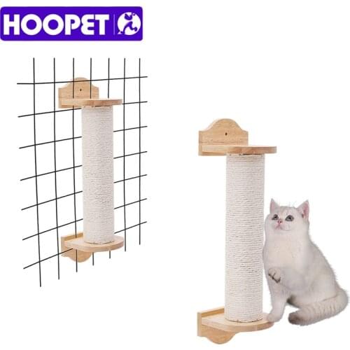 HOOPET Wall Mounted Cat Scratching Post Cat Shelves With Solid Wooden Steps Cat Furniture For Indoor Large Cats Kittens Hammock