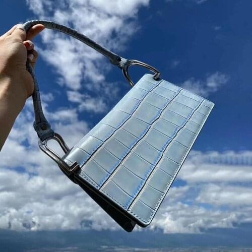 NEW Gradient Color Crocodile Pattern Underarm Bag 2021 New Niche Design High-end Fashion Small Square Bag Shoulder Bag Female