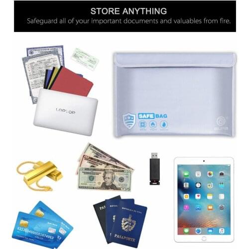 Fireproof Pouch Storage Bag Waterproof Document Bag File Envolope Safe Storage Cash Bag