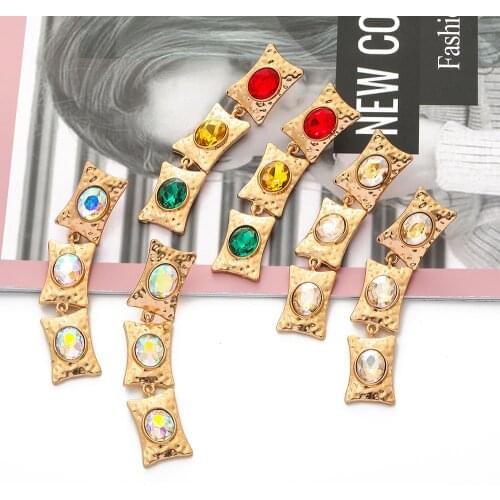 Wholesale New Big Hanging Earrings Za Women Vintage Crystal Colorful Geometric Drop Earrings 2021 Jewelry Accessories Shipping