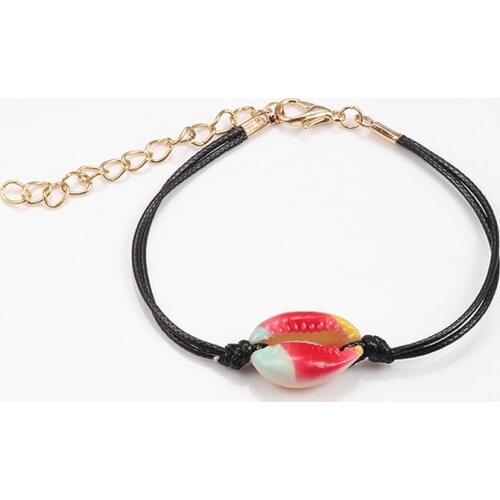 Beach Bohemian SeaShell Charms Bracelet Black Rope Chain Bracelets for Women Men Summer Shell Fashion Jewelry Gifts for Friends