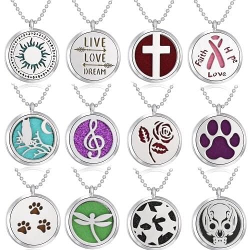 Christmas Aromatherapy Necklace Snowflake Deer Essential Oil Diffuser NecklaceStainless Steel Locket Pendant Perfume Necklaces