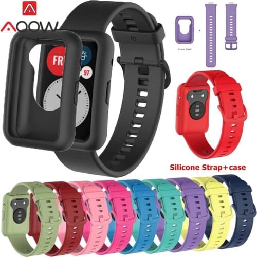 Silicone Sport Strap for Huawei Watch Fit Fitness Smart Watch Protective Case Shell kit Replacement Wrist Band Bracelet correa