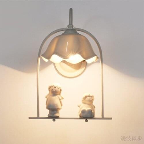 Nordice loft blue wall light crystal bedroom light led mirror light aisle bedside bedroom bedside wall lamp