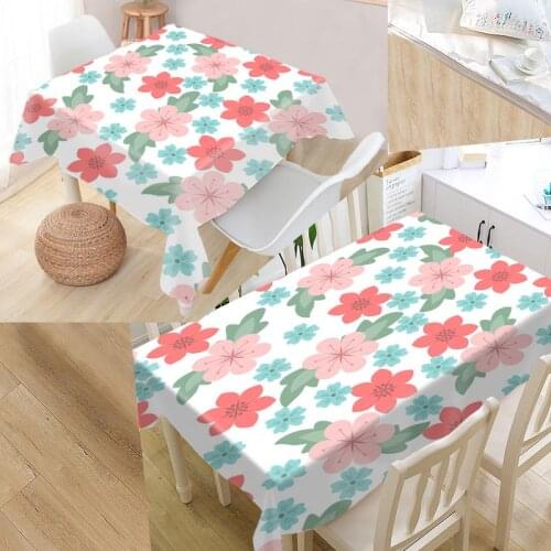 Custom Simple Flower Pattern Table Cloth Oxford Fabric Rectangular Waterproof Oilproof Table Cover Family Party Tablecloth