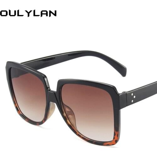 Oulylan Oversized Sunglasses Men Women Vintage Sun Glasses Retro Eyeglasses Gradient Luxury Design Leopard Optical Eyewear UV400