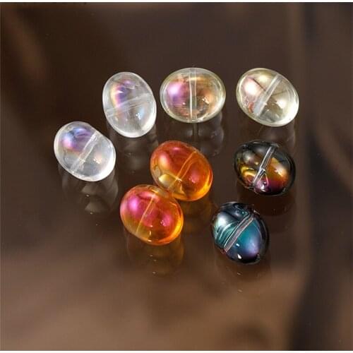 Diy jewelry making 100pcs/lot color print geometry irregular ovals shape Straight hole glass beads fit earring/garment accessory