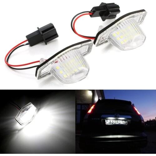 2 x LED license plate lamp lights E8 error free original car location for Jazz Fit Odyssey Stream Insight 5D FR-V Logo 3D