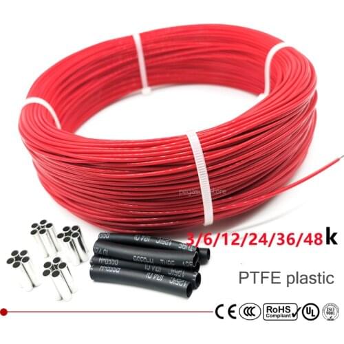 33ohm 100meter 12k PTFE flame retardant carbon fiber heating cable heating wire DIY special heating cable for heating supplies