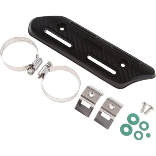 Universal Motorcycle Exhaust Pipe Heat Shield Cover Leg Heel Protector--Black