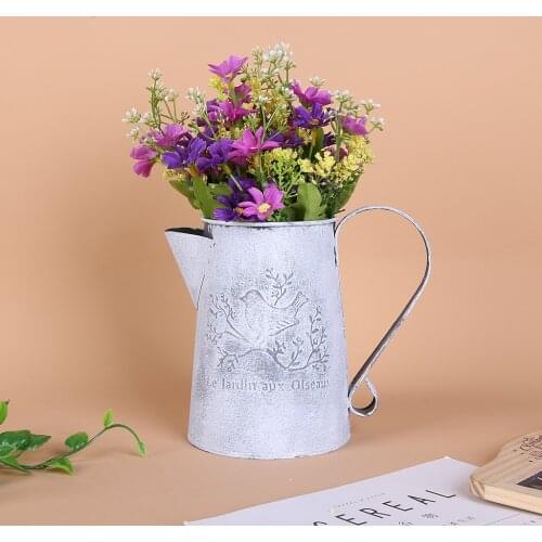 Country Style Metal Vase Flower Pot Jug Holder Wedding Retro Centre Piec