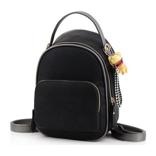 PU leather women backpacks for teenage girls Korean Simple Bag Multifunctional backpack female shoulder bag small High quality