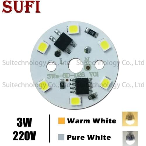 10pcs 3W 28mm AC220V Smart IC LED Bulb Lamp SMD2835 5W 7W 9W 12W integrated ic driver High Brightness Light Source Panel