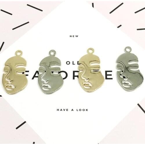 10PCS/Lot New Arrival High Quality Charm Pendants 18*33mm Face Shape Charms Silver Gold Color For DIY Jewelry Making