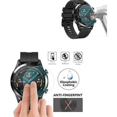 100pcs Tempered Glass for Huawei Watch GT 2 46mm Screen Protector Round Sport Smart Watch D38.5mm Protective Film