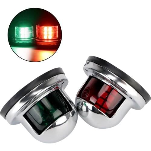 2pcs for Marine Yacht Stainless Steel Red Green LED Navigation Lights Sailing Lamp Warning Signal Light Waterproof