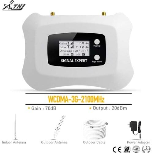 2020 Fashion Design 3G Signal Booster LCD UMTS 2100MHz Mobile Signal Repeater 3G Cell phone Amplifier Yagi+ Whip antenna kit