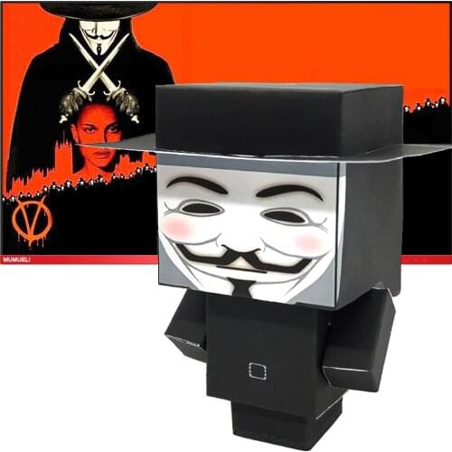 No-glue V Vendetta Folding Cutting Mini Cute 3D Paper Model Papercraft Movie Figure DIY Cubee for Kids Adult Craft Toys CS-015
