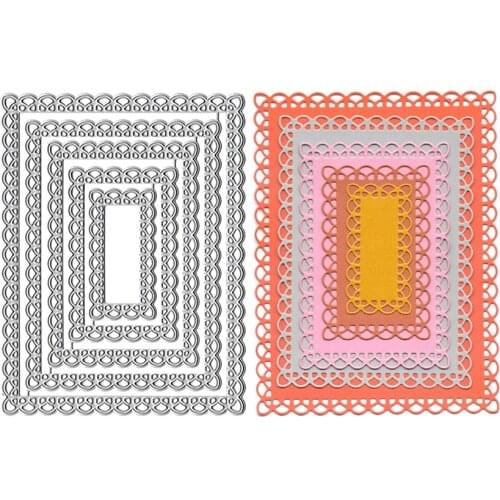 5PCs/Set Rectangle Frame Set Dies Stencil DIY Scrapbooking Album Paper Cards Mold Embossing Folder Template Metal Cutting Dies