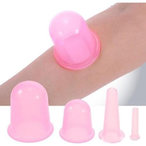 50% Hot Sale 4Pcs Anti Cellulite Natural Silicone Gel Facial Massage Cup Body Face Therapy