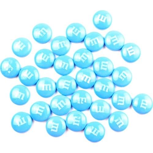 50Pcs 14mm Blue Resin Decoration Crafts Letter M Bead Flatback Cabochon Scrapbook DIY Accessories Buttons