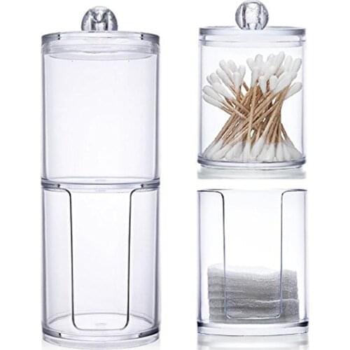 Acrylic Makeup Organizer Cotton Swabs Qtip Container Cosmetic Makeup Cotton Pad Organizer Jewelry Storage Box(Empty Box)