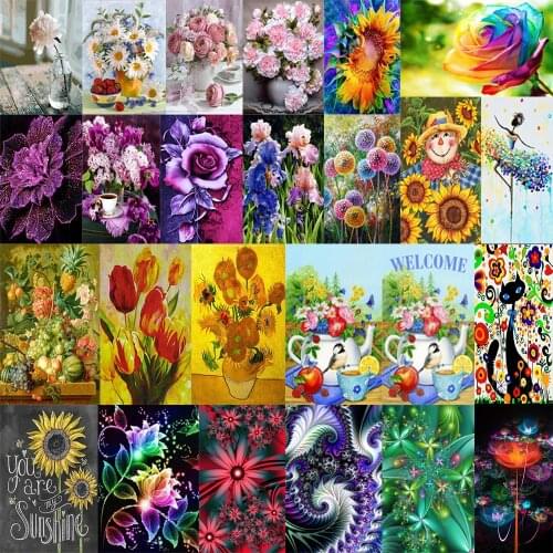 Diamonds painting 5d Diy Full of round Colorful flowers Diamond home embroidery art Decoration Holiday gifts
