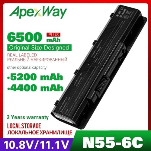 Apexway Laptop battery For Asus A32-N55 N45 N45E N45S N45SF N55 N55E N55S N55SF N75 N75E N75S N75SF N75SJ N75SL Series 6 Cells