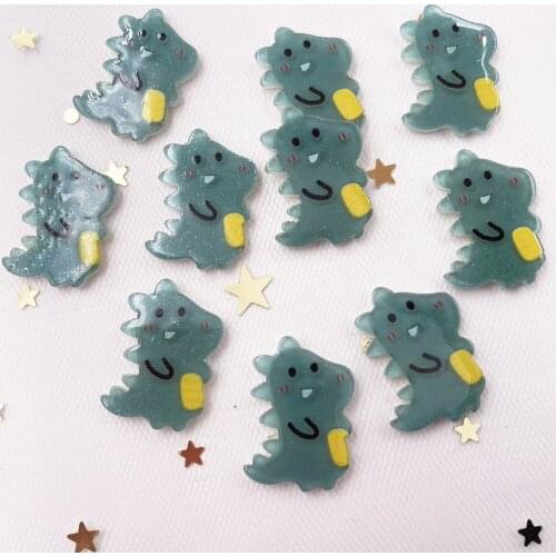 20PCS Glitter Kawaii Colorful Cute Dinosaur Flatback Acrylic Sheet Miniature Pattern Applique DIY Decor Ornaments Craft SF964