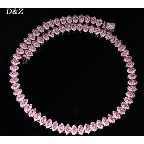 D&Z 8mm Horse Eye Shape Tennis Chain Choker In Gold Necklace Iced Out CZ Stones Female Fashion Statement Jewelry Birthday Gift