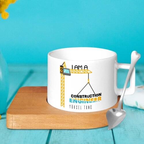 Personalized Professional Construction Engineer Wood Altlıklı Ceramic Cup